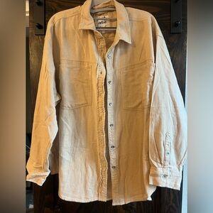 Aerie Anytime Fave Twill Shirt- New with tags- beige- size large